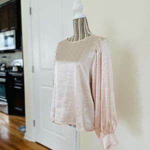 NWOT Satin Silk Pink Blouse Small S